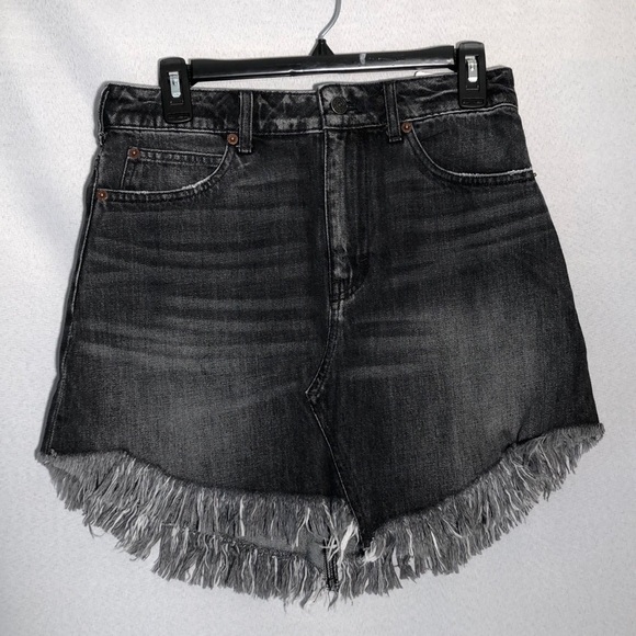 🔥Free people black denim mini skirt raw fringe hem - Picture 5 of 10